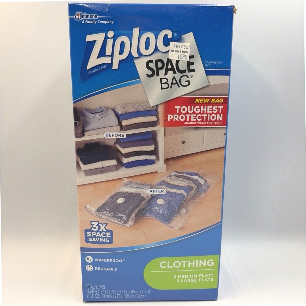 Ziplock Space Bags 5Flat Variety 2 Medium 3 Large Waterproof Reusable New Sealed